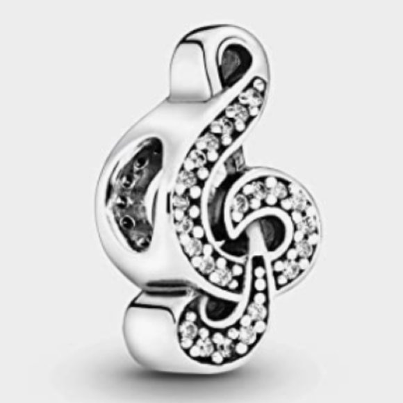 Pandora TREBLE CLEF MUSIC 791381CZ Silver Cubic Zirconia Crystals New Charm - Picture 2 of 14